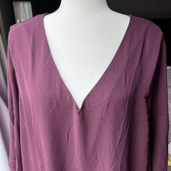 Lane Bryant Top Womens 22/24‎ Flutter Sleeves Purple Flowy Soft Romantic overlay - Picture 8 of 8